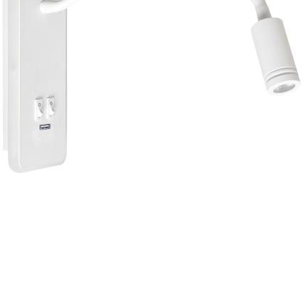 LED Гнучка nástěnná lampička з USB BASE 1xLED/8W+1xLED/2W/230V білий
