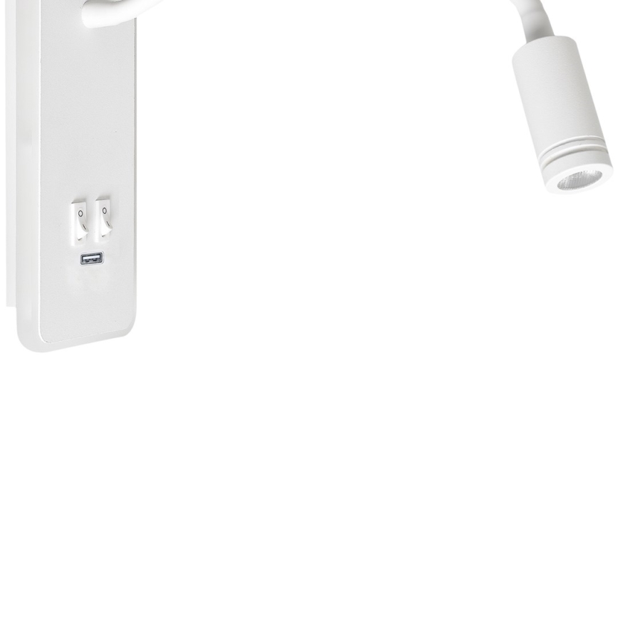 LED Гнучка nástěnná lampička з USB BASE 1xLED/8W+1xLED/2W/230V білий
