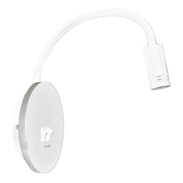 LED Гнучка nástěnná lampička з USB BASE 1xLED/8W+1xLED/2W/230V білий/срібний