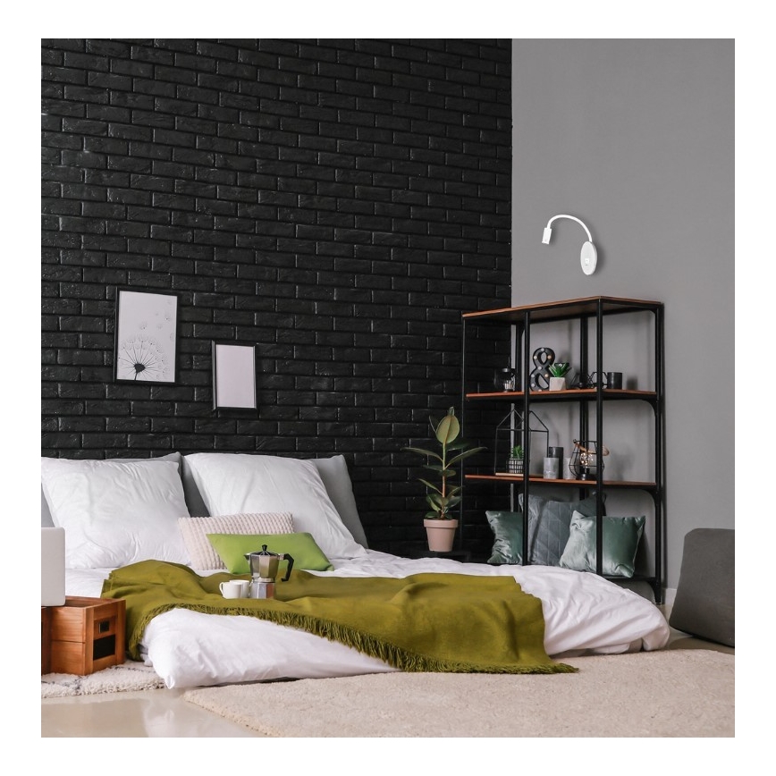 LED Гнучка nástěnná lampička з USB BASE 1xLED/8W+1xLED/2W/230V білий/срібний