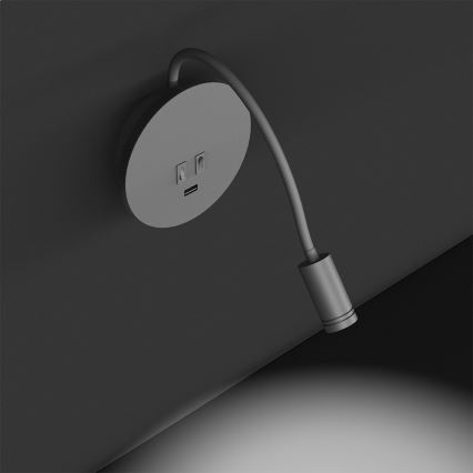 LED Гнучка nástěnná lampička з USB BASE 1xLED/8W+1xLED/2W/230V білий/срібний