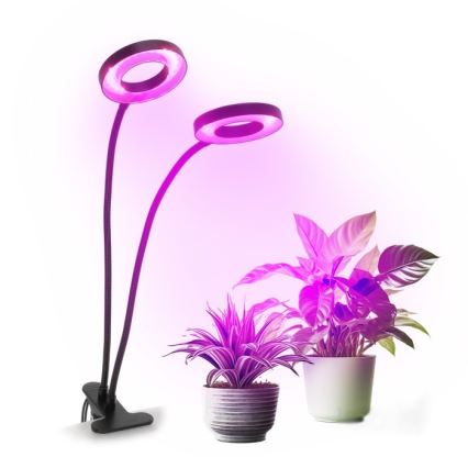 LED Гнучка настільна лампа з регулюванням яскравості з затискачем для вирощування рослин VITARO 2xLED/4W/230V чорний