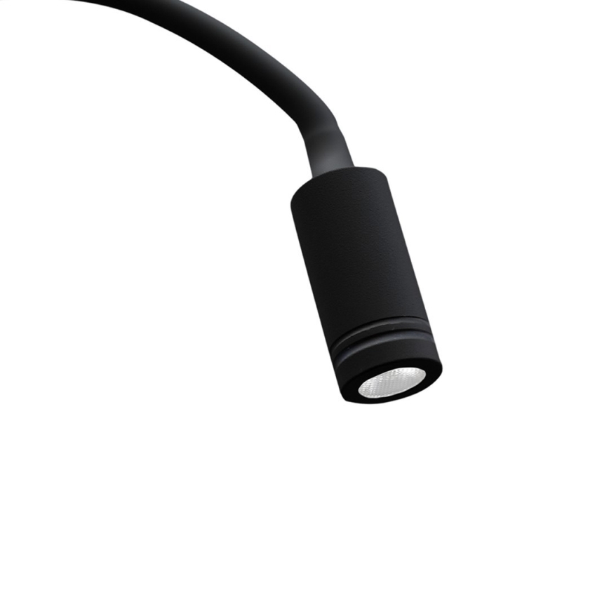 LED Гнучка настінна лампа з USB BASE 1xLED/8W+1xLED/2W/230V чорний