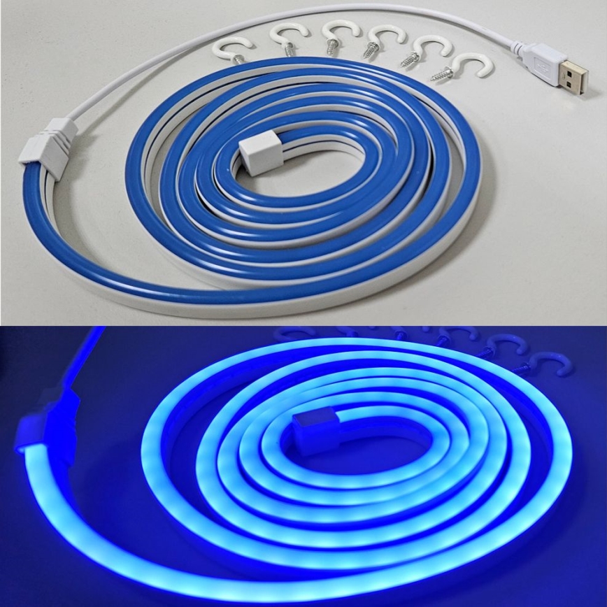 LED Гнучка стрічка NEON LED/5V USB 1,8 м синій