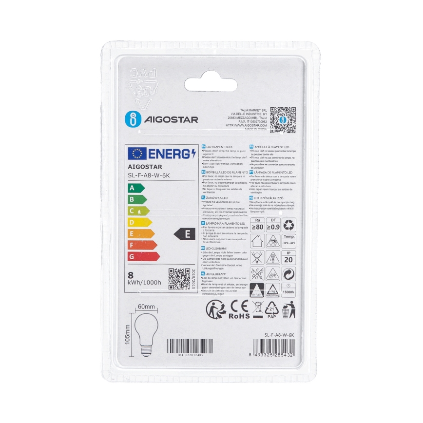 LED-лампа A60 E27/8W/230V 330° 6500K - Aigostar