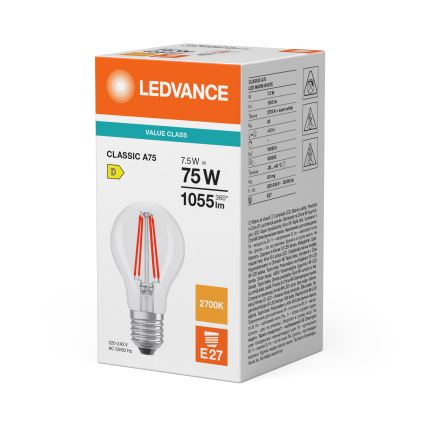 LED-лампа CLASSIC FILAMENT A60 E27/7,5W/230V 2700K - Ledvance