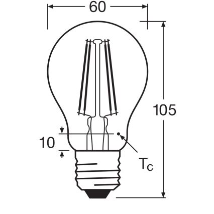 LED-лампа CLASSIC FILAMENT A60 E27/7,5W/230V 2700K - Ledvance