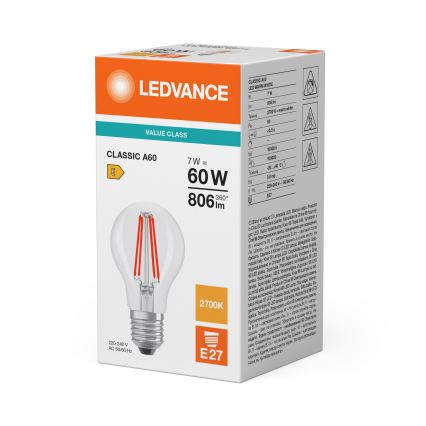 LED-лампа CLASSIC FILAMENT A60 E27/7W/230V 2700K - Ledvance