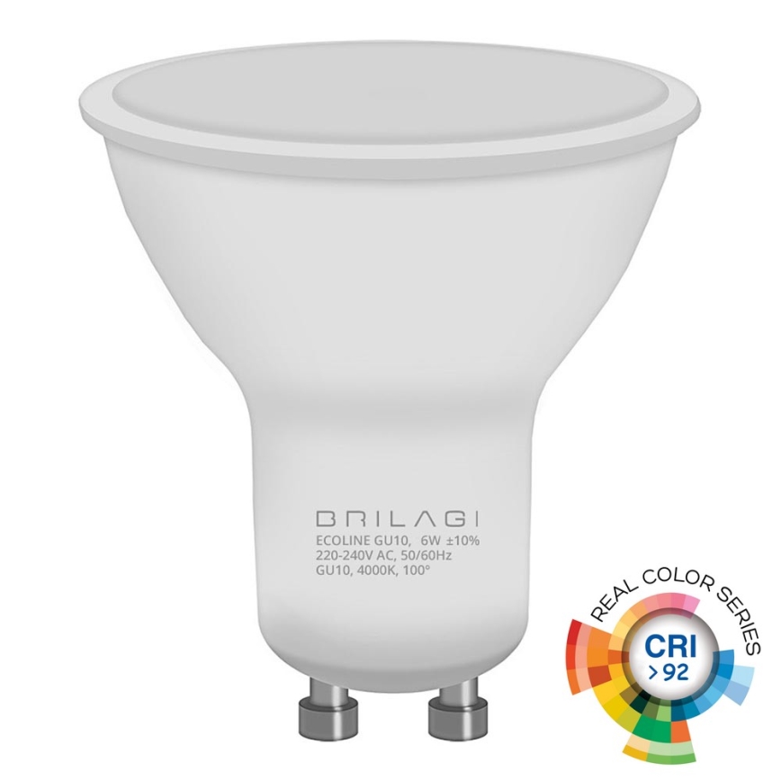 LED-лампа ECOLINE GU10/6W/230V 4000K CRI 92 - Brilagi