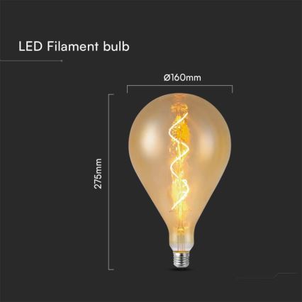 LED лампа FILAMENT A160 E27/4W/230V 1800K