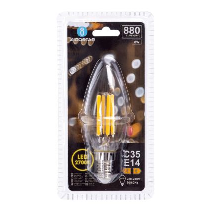 LED лампа FILAMENT C35 E14/8W/230V 2700K - Aigostar