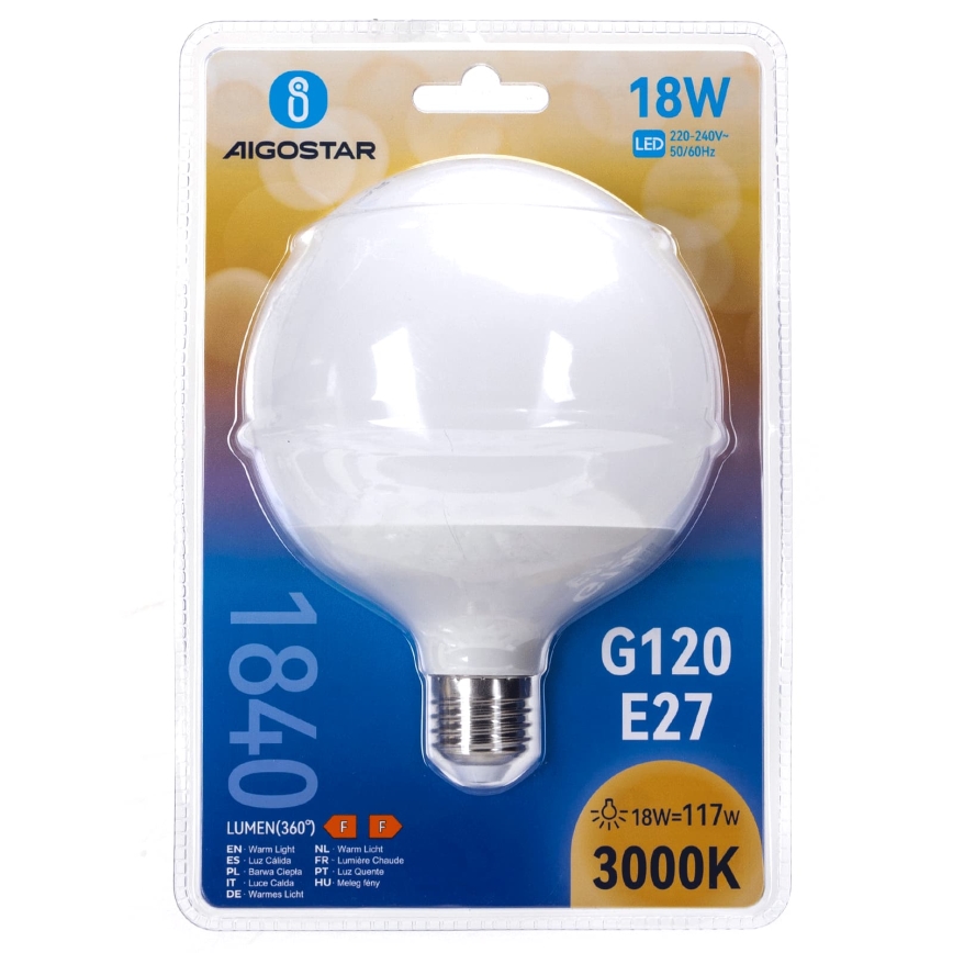 LED-лампа G120 E27/18W/230V 3000K - Aigostar