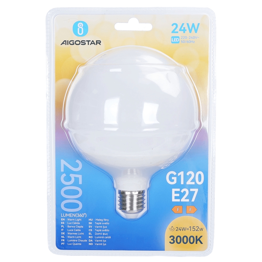 LED-лампа G120 E27/24W/230V 3000K - Aigostar