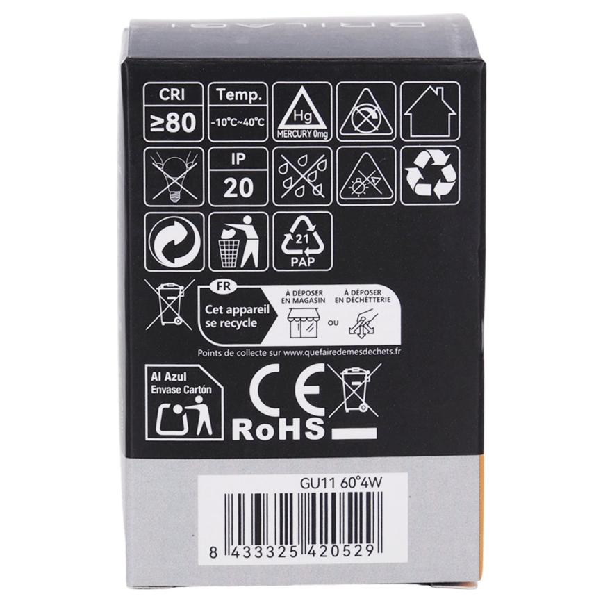 LED-лампа MR11 GU10/4W/230V 3000K 60° чорна - BRILAGI
