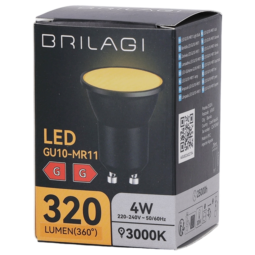 LED лампа MR11 GU10/4W/230V 3000K чорна - BRILAGI
