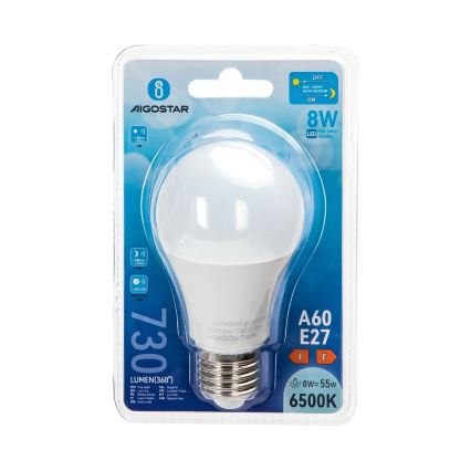 LED-лампа с датчиком сумерек A60 E27/8W/230V 6500K - Aigostar