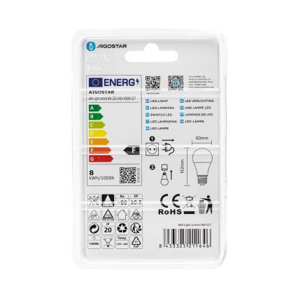 LED-лампа с датчиком сумерек A60 E27/8W/230V 6500K - Aigostar