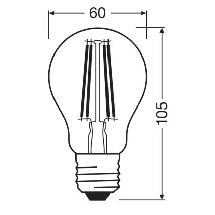 Светодиодная лампа с датчиком сумерек CLASSIC FILAMENT A60 E27/7,3W/230V 2700K - Osram