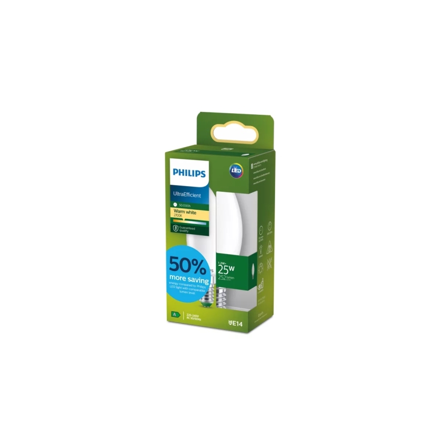 LED-лампа ULTRAEFFICIENT Philips B35 E14/1,2Вт/230В 2700К