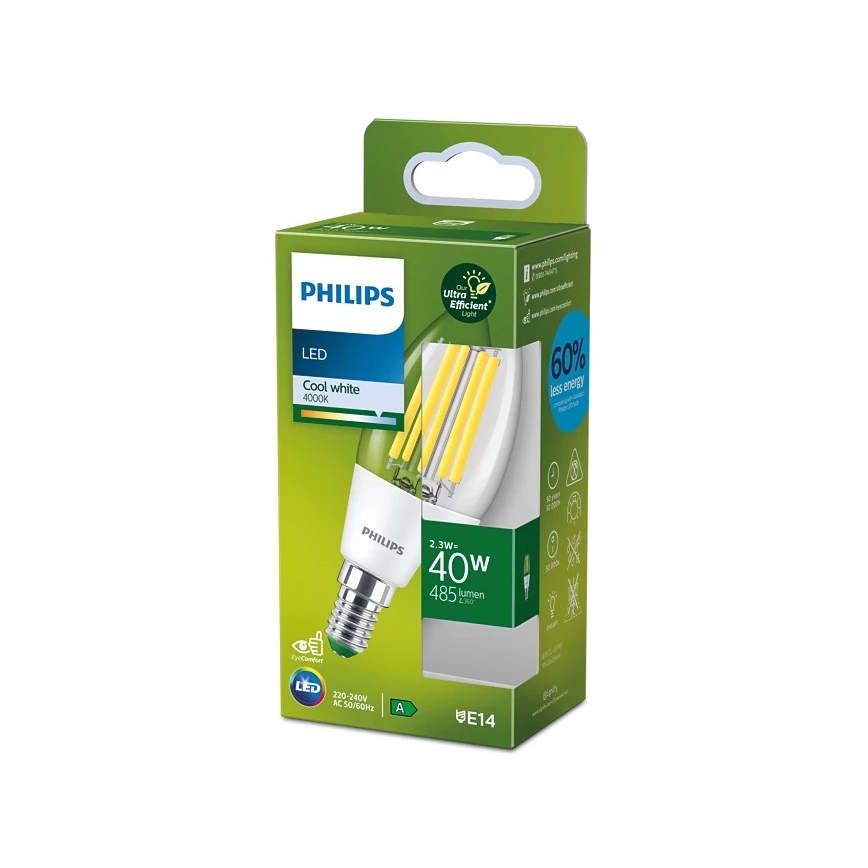 LED-лампа ULTRAEFFICIENT VINTAGE Philips B35 E14/2,3 Вт/230 В 4000 К