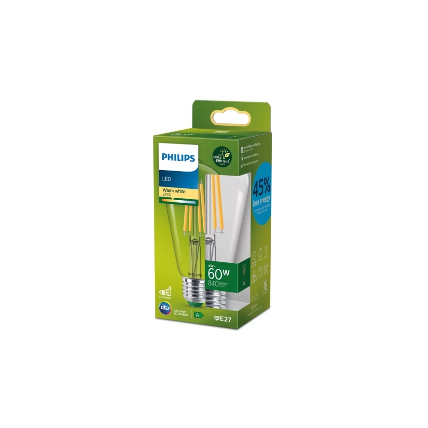 LED-лампа ULTRAEFFICIENT VINTAGE Philips ST64, цоколь E27, 4 Вт, 230 В, 2700 K