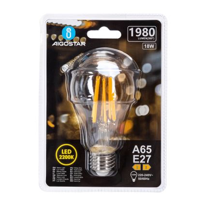 LED-лампа VINTAGE A65 E27/18W/230V 2200K - Aigostar