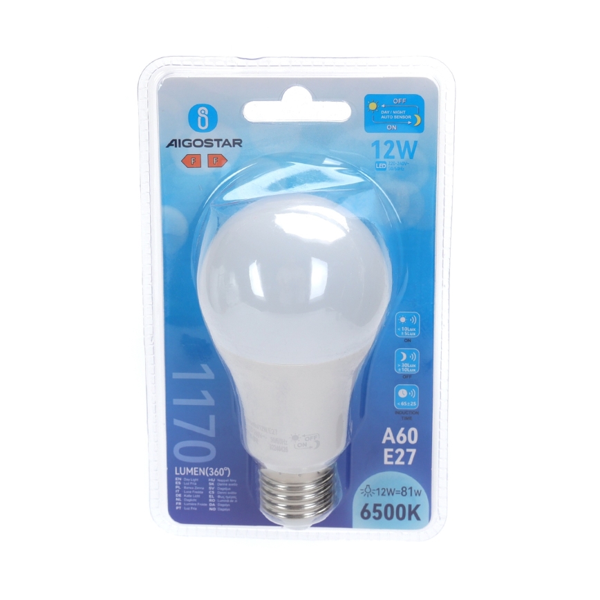 LED-лампа з датчиком сутінків A60 E27/12W/230V 6500K - Aigostar