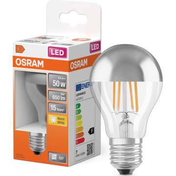 LED-лампа з дзеркальною верхівкою FILAMENT E27/6,5W/230V 2700K срібляста- Osram