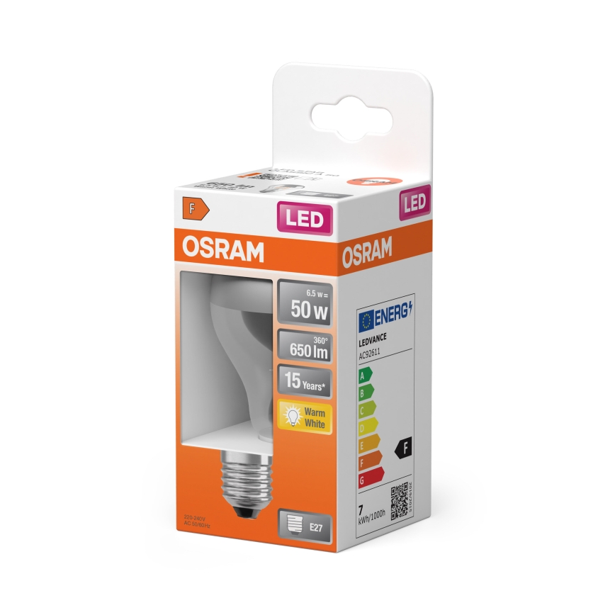 LED-лампа з дзеркальною верхівкою FILAMENT E27/6,5W/230V 2700K срібляста- Osram