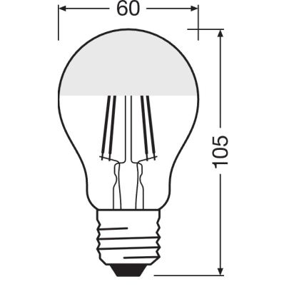 LED-лампа з дзеркальною верхівкою FILAMENT E27/6,5W/230V 2700K срібляста- Osram