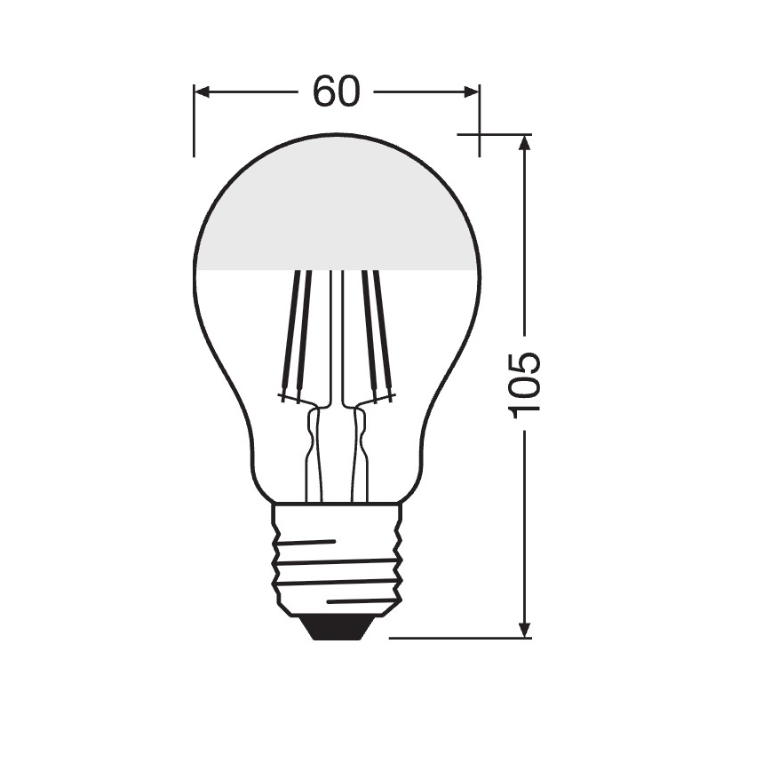 LED-лампа з дзеркальною верхівкою FILAMENT E27/6,5W/230V 2700K срібляста- Osram