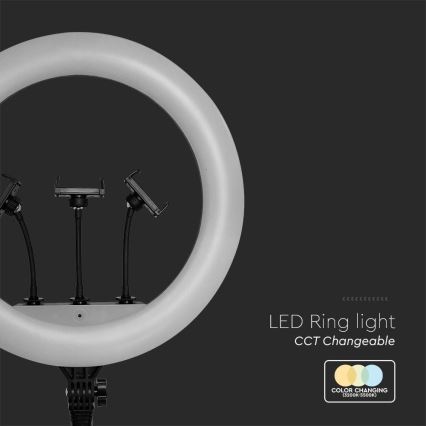 LED Лампа з регулюванням яскравості із підставкою і тримачем для відеоблогів LED/55W/230V CRI 90 + пульт дистанційного керування