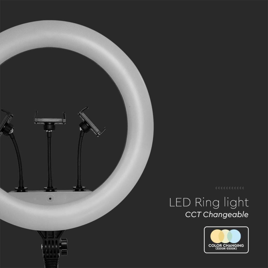 LED Лампа з регулюванням яскравості із підставкою і тримачем для відеоблогів LED/55W/230V CRI 90 + пульт дистанційного керування