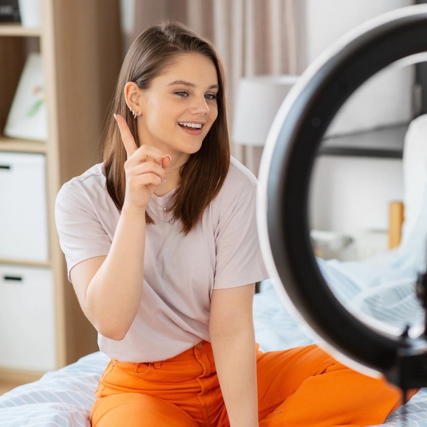 LED Лампа з регулюванням яскравості зі штативом і тримачем для відеоблогів LED/15W/5V 2700-6500K