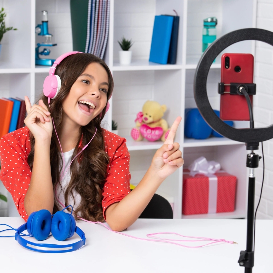 LED Лампа з регулюванням яскравості зі штативом і тримачем для відеоблогів LED/15W/5V 2700-6500K