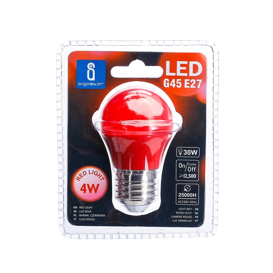 LED Лампочка G45 E27/4W/230V червоний - Aigostar