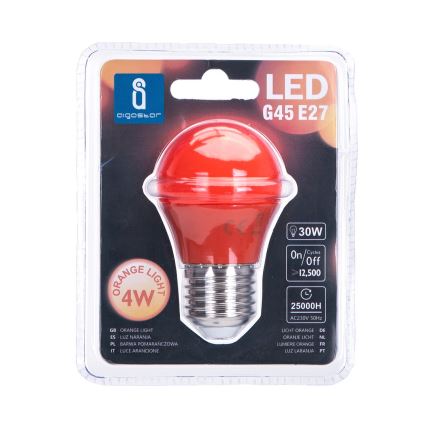 LED Лампочка G45 E27/4W/230V оранжевий - Aigostar