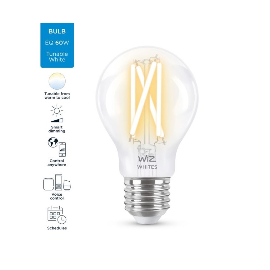 LED лампочка з регулюванням яскравості FILAMENT A60 E27/6,7W/230V 2700-6500K CRI 90 Wi-Fi – WiZ