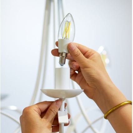 LED лампочка з регулюванням яскравості FILAMENT C35 E14/4,9W/230V 2700-6500K CRI 90 Wi-Fi – WiZ