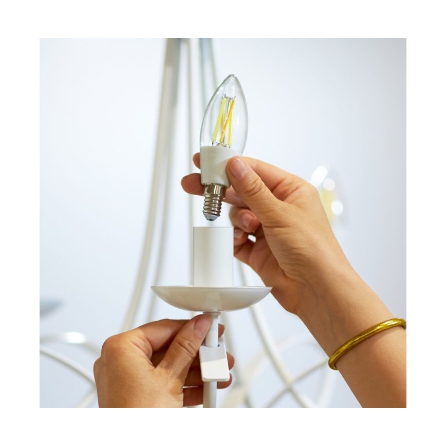 LED лампочка з регулюванням яскравості FILAMENT C35 E14/4,9W/230V 2700-6500K CRI 90 Wi-Fi – WiZ