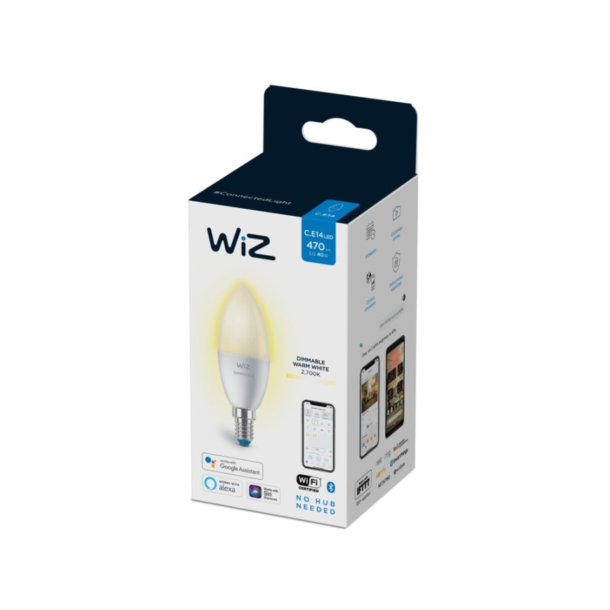 LED лампочка з регулюванням яскравості C37 E14/4,9W/230V 2700K CRI 90 Wi-Fi – WiZ
