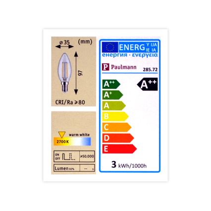 LED Лампочка з регулюванням яскравості E14/2,5W/230V 2700K - Paulmann 28572