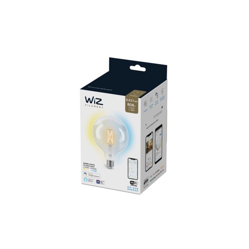 LED лампочка з регулюванням яскравості FILAMENT G125 E27/7W/230V 2700-6500K CRI 90 Wi-Fi – WiZ