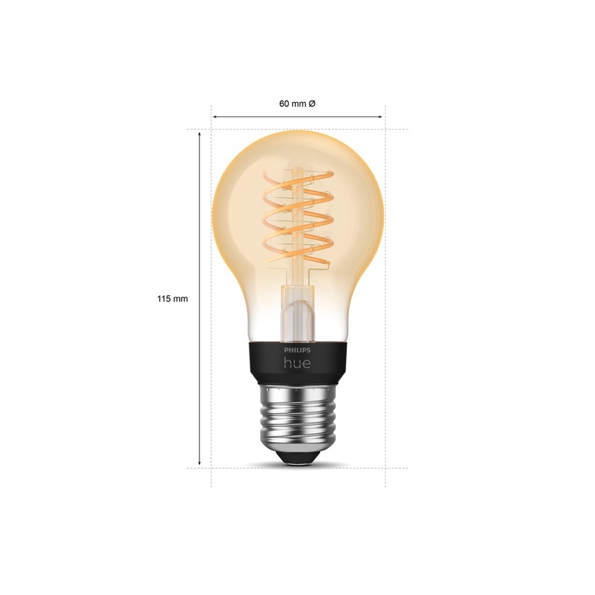 LED лампочка з регулюванням яскравості Philips Hue WHITE FILAMENT A60 E27/7W/230V 2100K