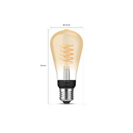 LED лампочка з регулюванням яскравості Philips Hue WHITE FILAMENT ST64 E27/7W/230V 2100K