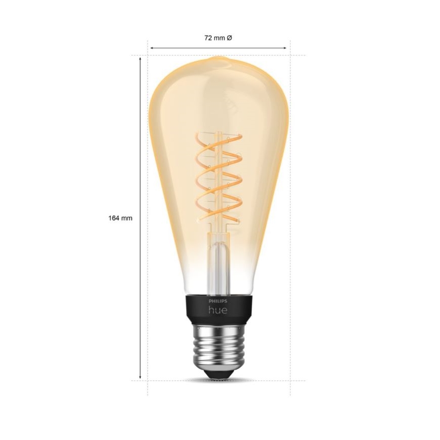 LED лампочка з регулюванням яскравості Philips Hue WHITE FILAMENT ST72 E27/7W/230V 2100K