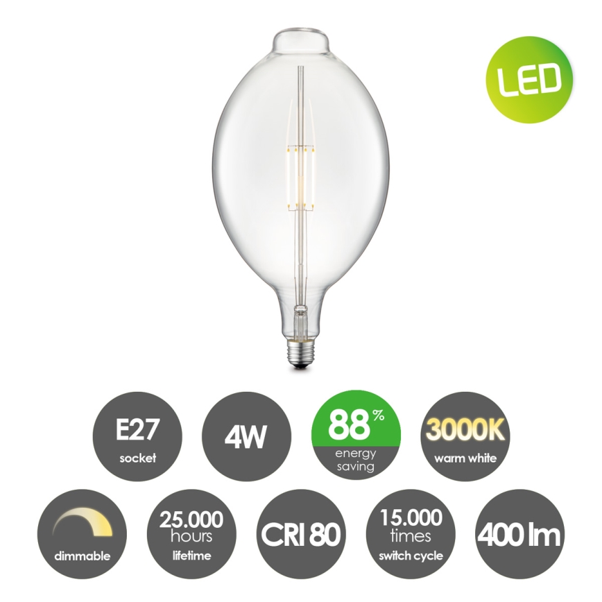 LED лампочка з регулюванням яскравості VINTAGE EDISON E27/4W/230V 3000K