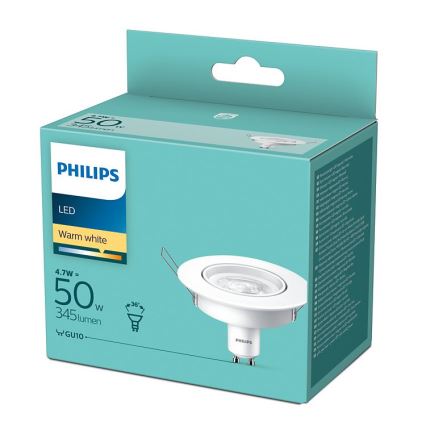 LED Лампочка для точкового світильника Philips GU10/4,7W/230V 2700K