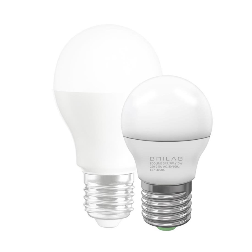 LED Лампочка ECOLINE G45 E27/7W/230V 3000K - Brilagi