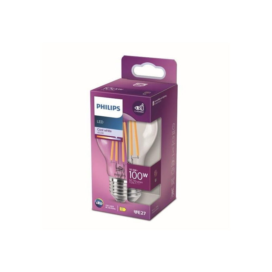 LED Лампочка Philips E27/10,5W/230V 4000K